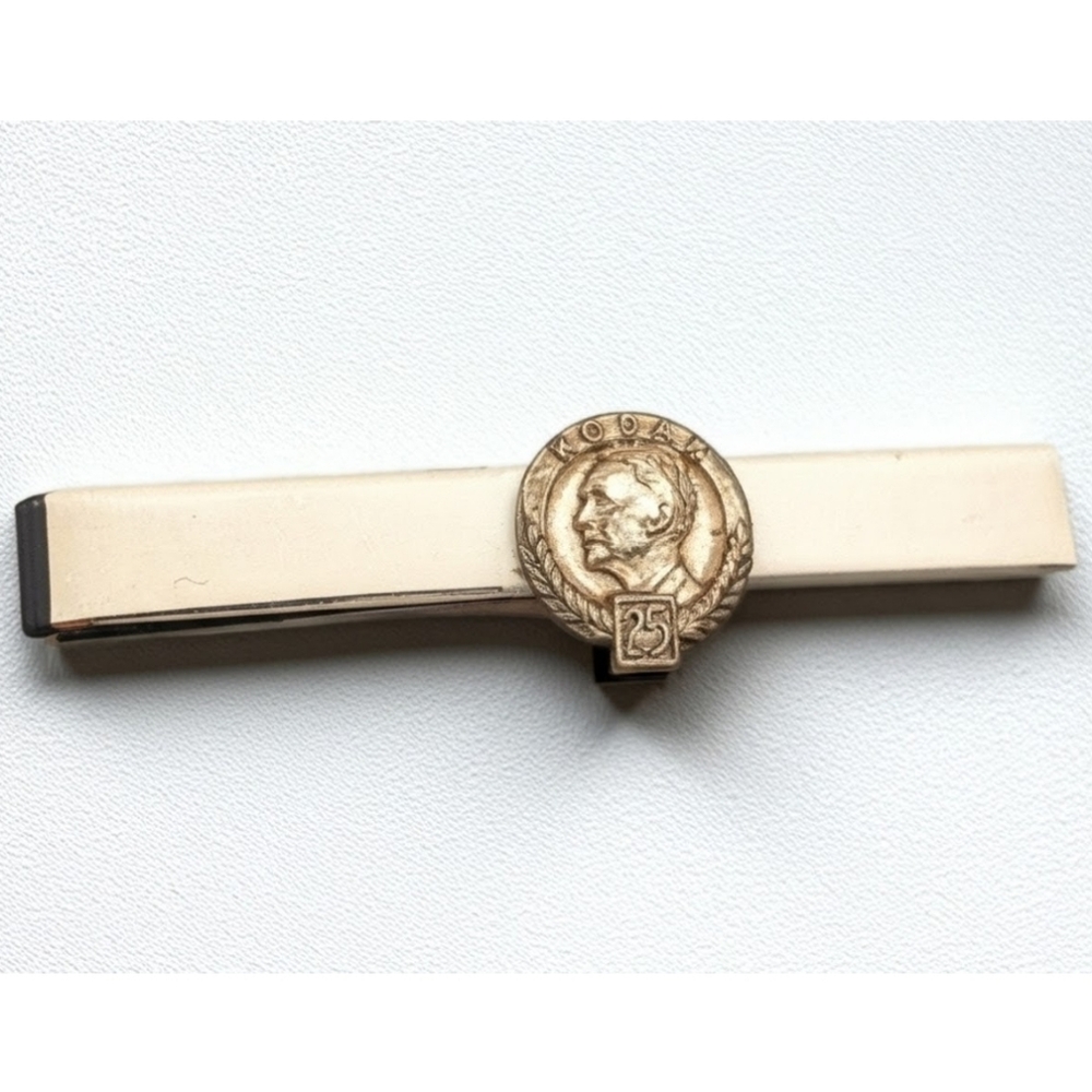 Vtg 1954 sterling silver Kodak 25 years coin tie clip antique